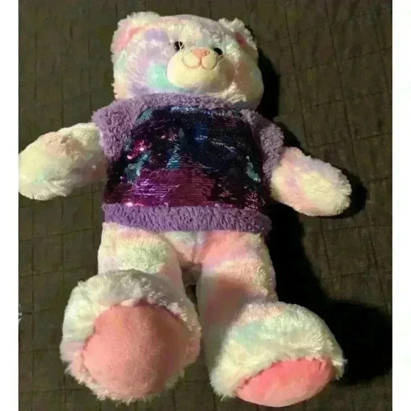 Build-A-Bear Pastel Swirl Kitty‎ with Purple Sequin Top - Picture 1 of 4